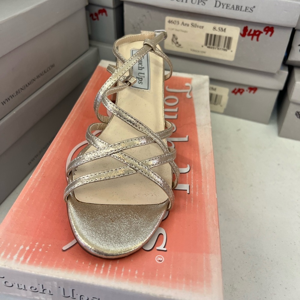 Touch Ups Champagne Metallic Block Heels